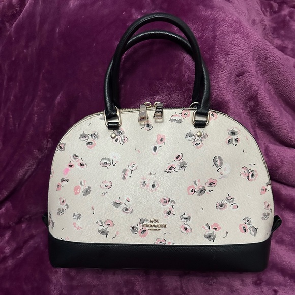 Coach Handbags - Authentic Coach handbag/tote/purse. Black/white with pink floral print!